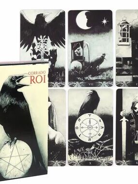 Corrado Roi Crow Tarot Deck - Black & White Gothic Tarot